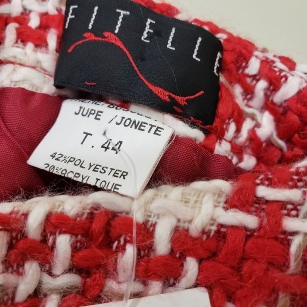 Fitelle NWT Jonette faux wool‎ blend wrap front plaid fringe trim skirt size 12 - Picture 7 of 9